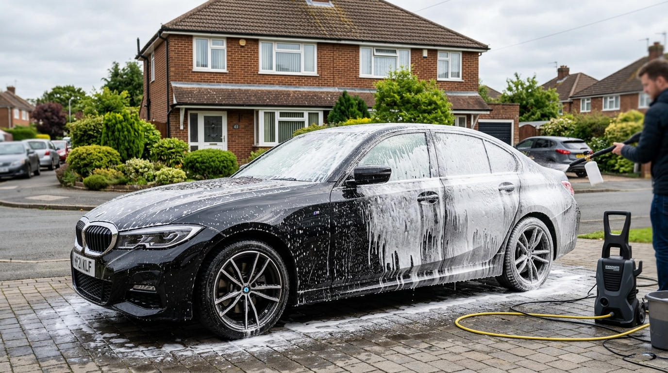 Luxury car detailing split hero background